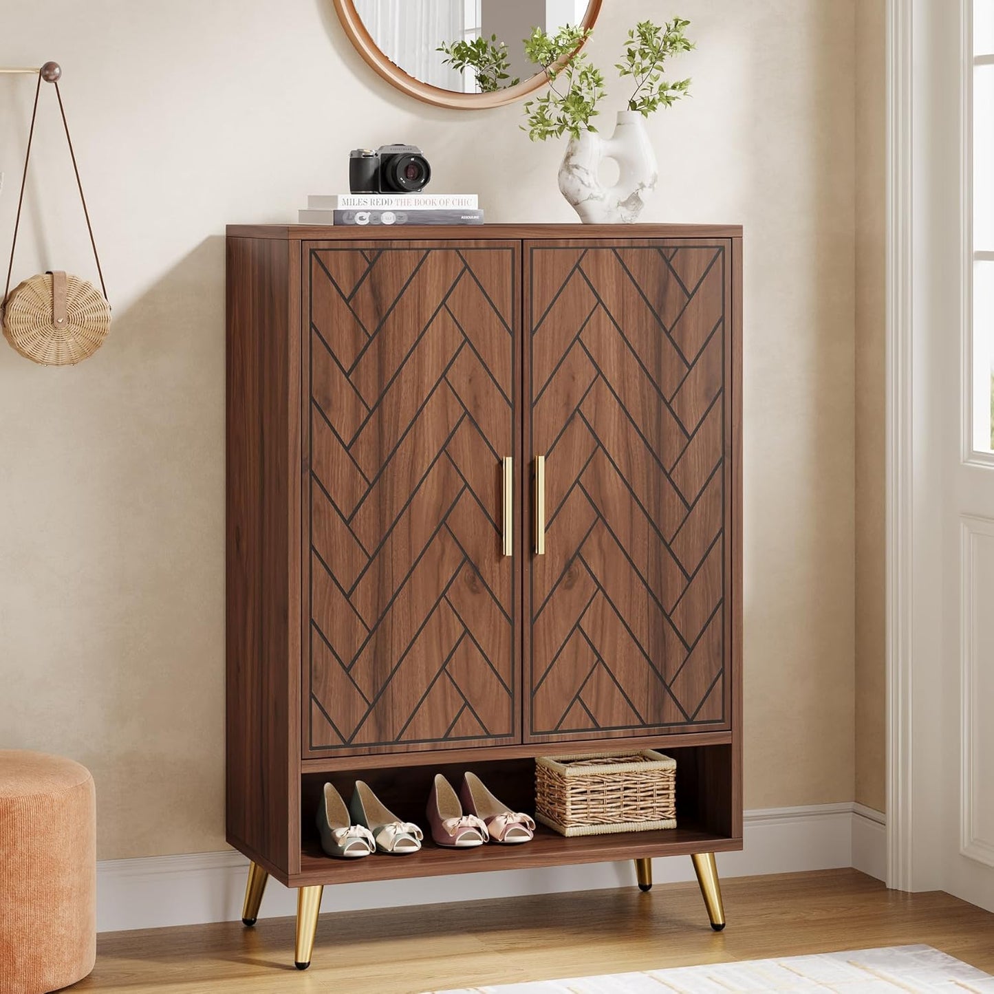 29.52 Inches White Shoe Cabinet