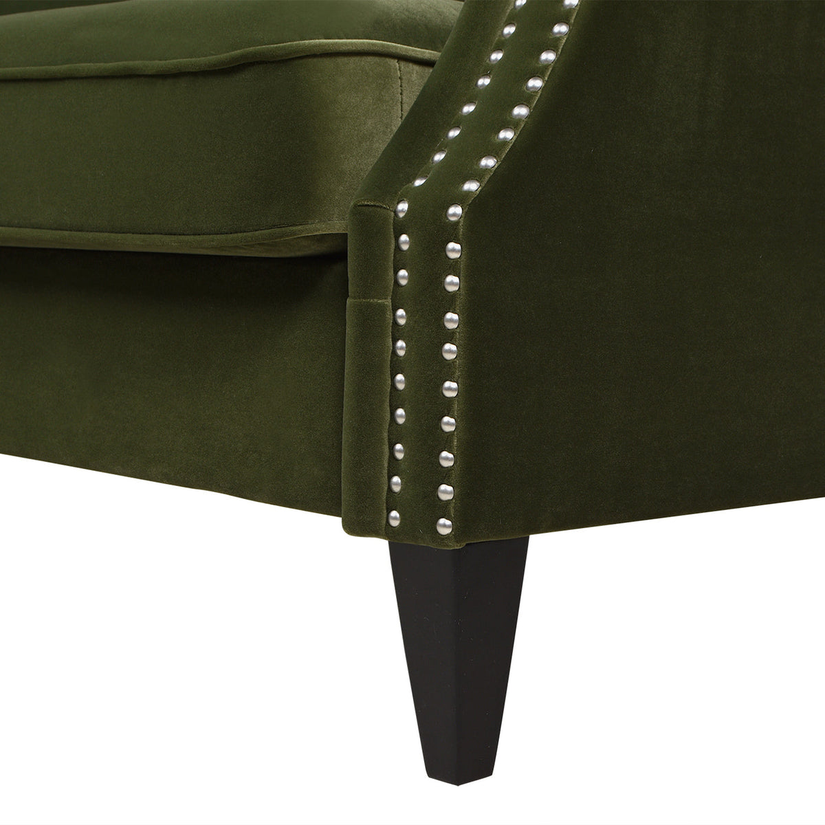 Elaine 77" Camel Back Small Space Sofa, Olive