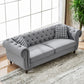 Chesterfield Upholstery Fabric Sofa With Roll Armrest & Nailhead, Mid Century Modern 3 And 3 Seater Couch - view 9