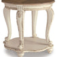 Realyn - Round End Table - White / Brown