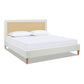 Haley Upholstered Cane-Back Platform Bed, King, Antique