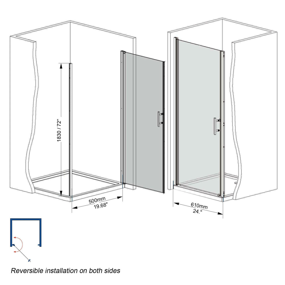 25-24"x 72" Pivot Shower Door