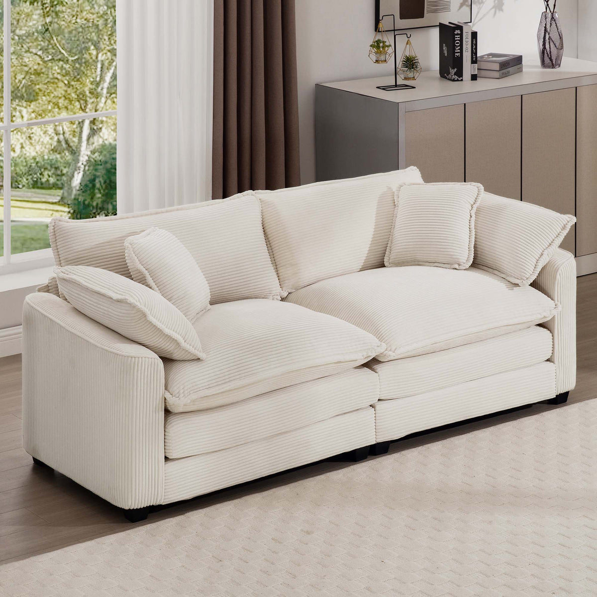 Modern 2 Seater With 4 Pillows, Upholstered Deep Seating Loveseat - view 24