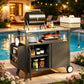 Convenient Kitchen Island & Movable Grill Cart Table