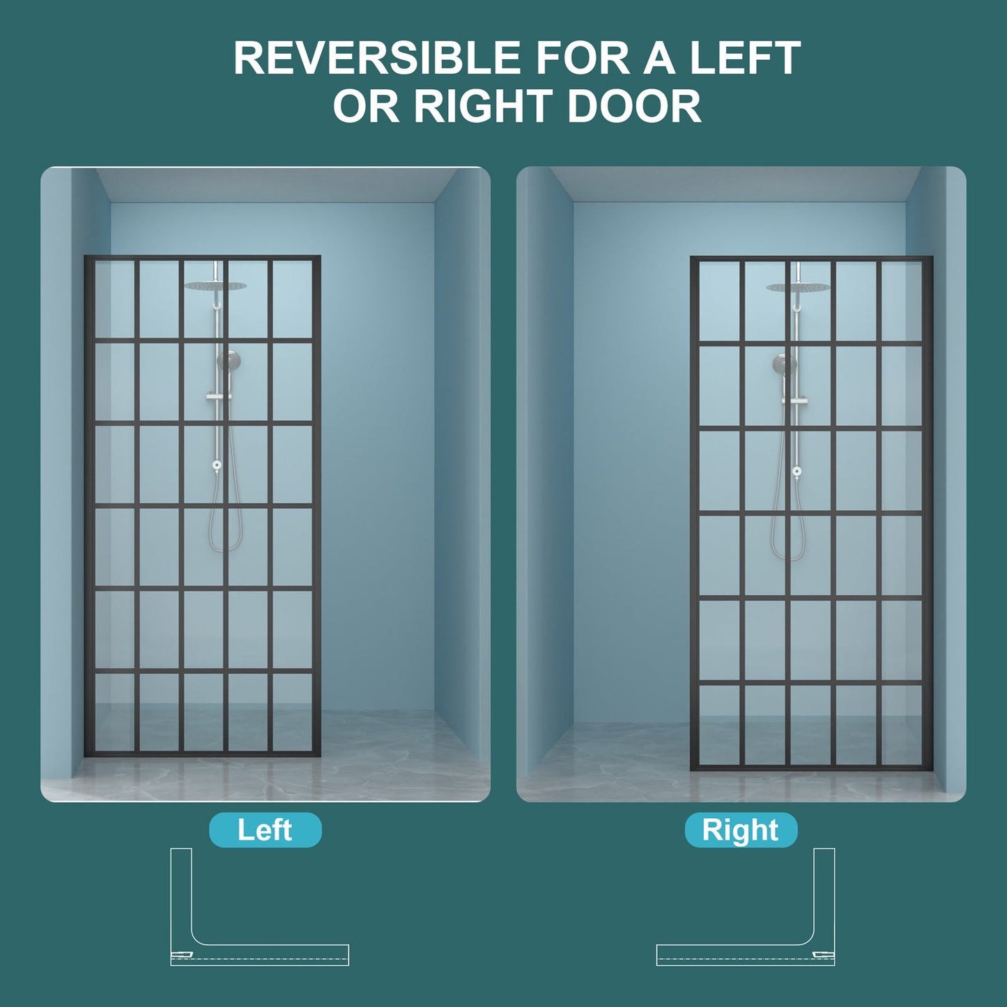 38" W x 72" H Frameless Fixed Shower Door