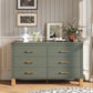 6-Drawer Double Dresser in Olive