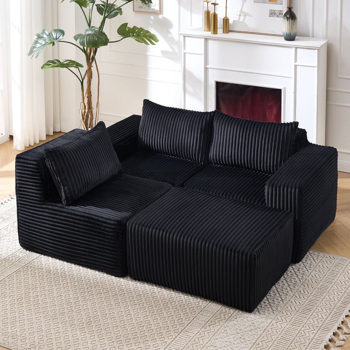 L - Shape Modern Minimalist Modular Sectional Sofa, Upholstered Cloud Couch With Deep Seats - view 17