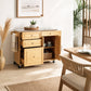 Indoor Bamboo Rolling Kitchen Island with Stainless Steel Top