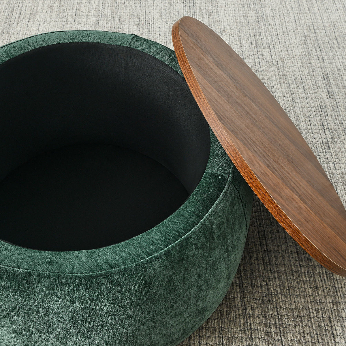 Round Storage Ottoman, 2 In 1 Function, End Table And Ottoman - view 29