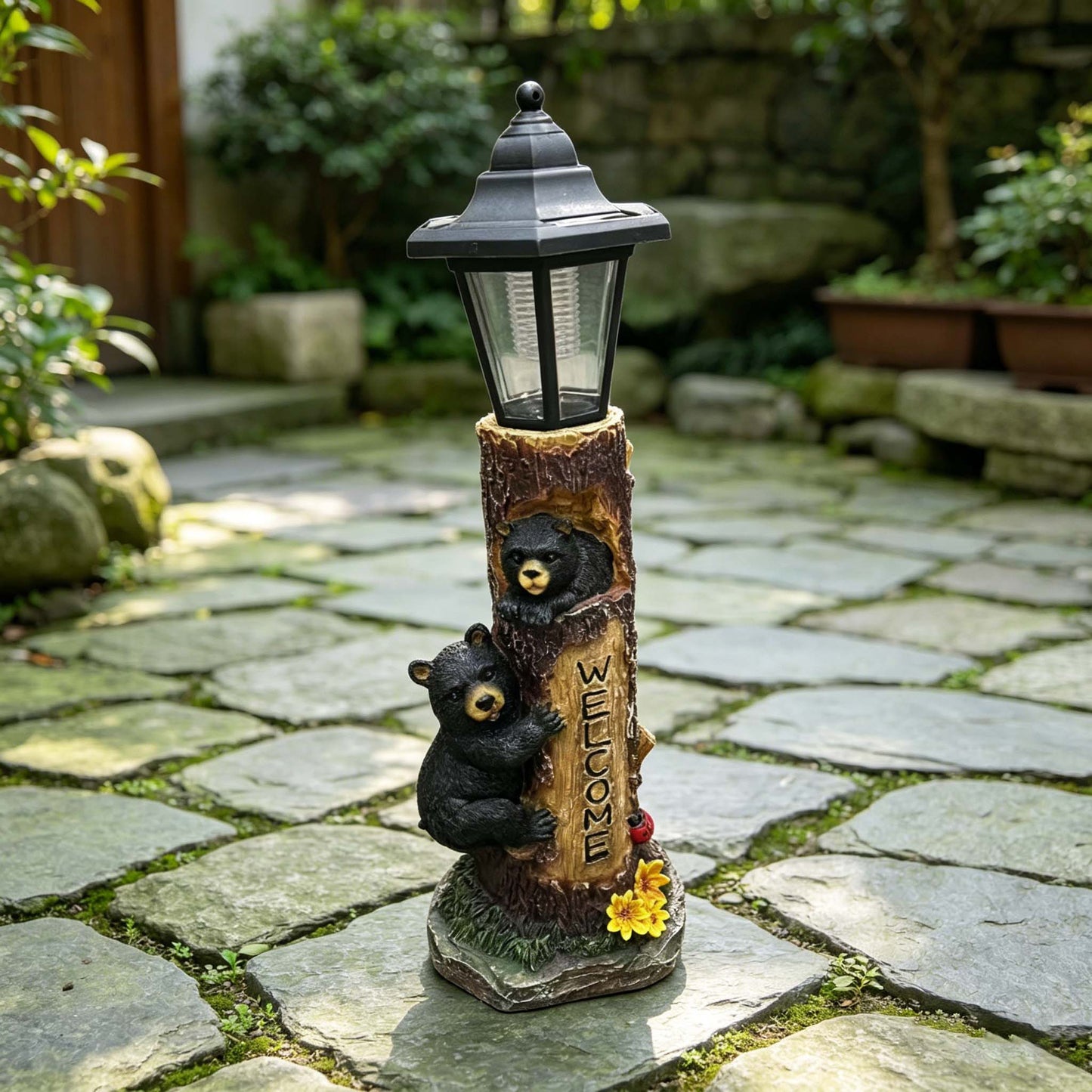 Charming Rustic Welcome Bear Statue