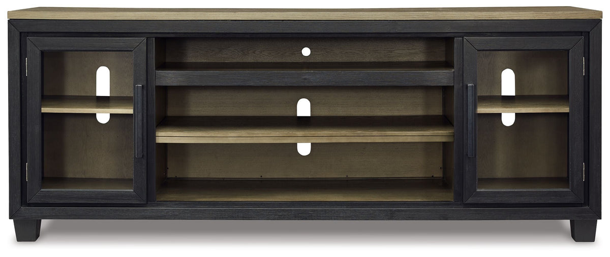 Foyland - XL TV Stand w/Fireplace Option - Black / Brown