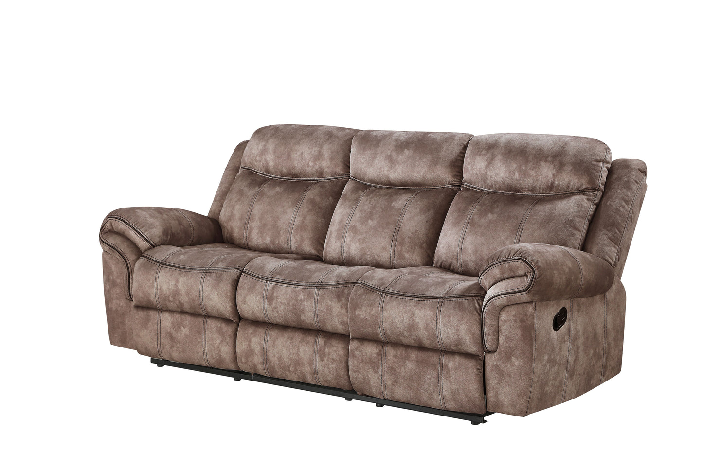 Zubaida Two Tone Chocolate Velvet Recliner Sofa with USB Port & Drop Down Table