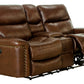 Ceretti - Power Reclining Console Loveseat - Brown Top Grain Italian Leather Match