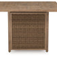 Walton Bridge - 5 Pc. - Square Bar Table W/Fire Pit, 4 Barstools - Driftwood