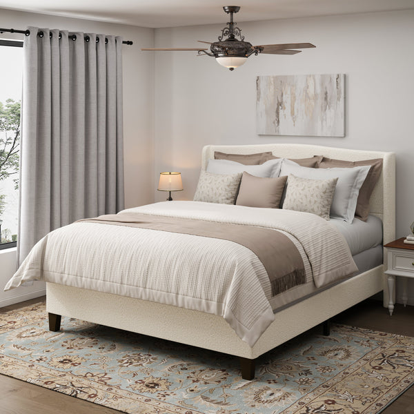 King Size Bed Frame with Upholstered Teddy Velvet Headboard