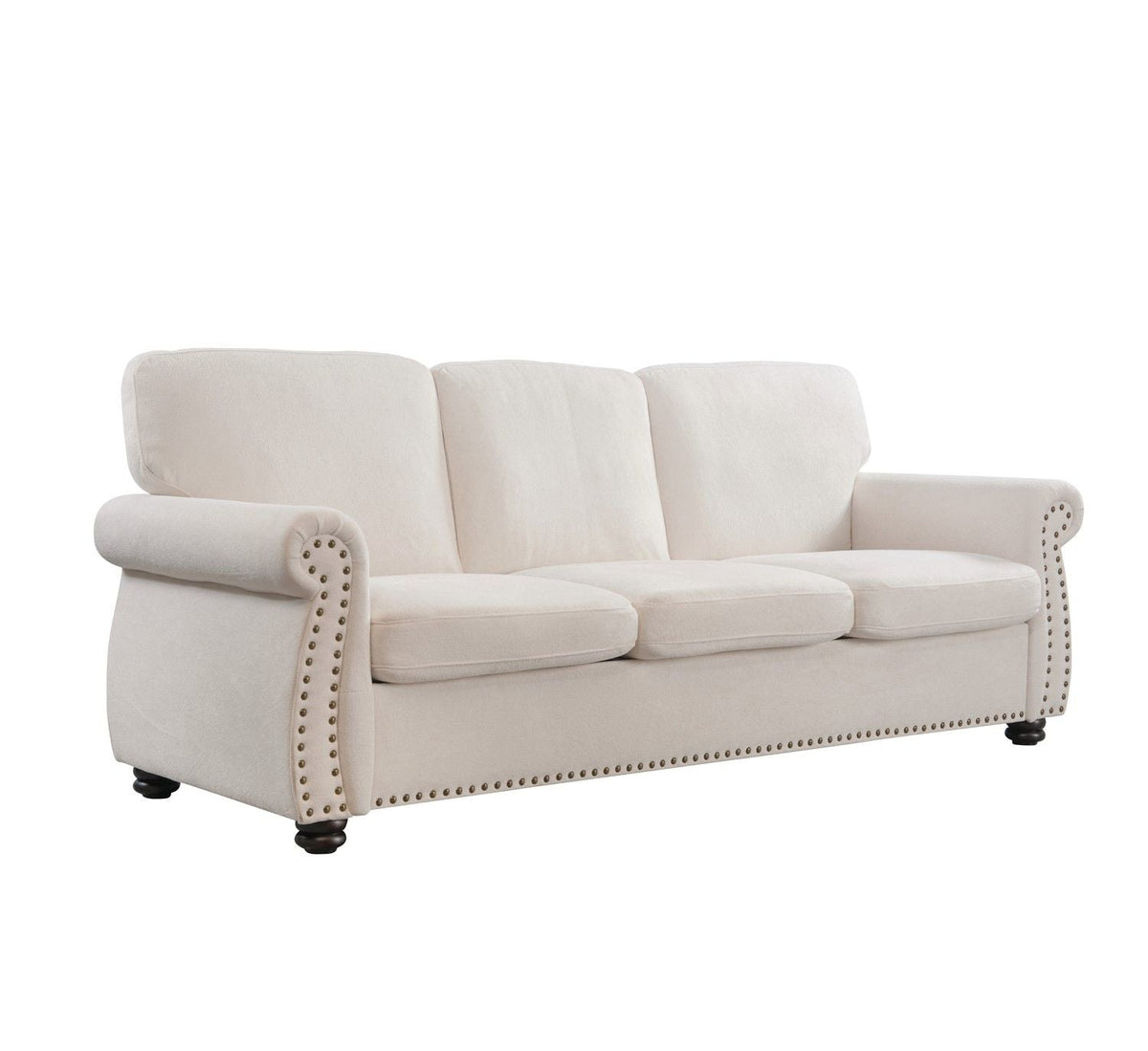 Soft Sofa, Upholstered 3 Seater Couch With High Density Foam, Loose Back Cushions And Turned Legs - view 21