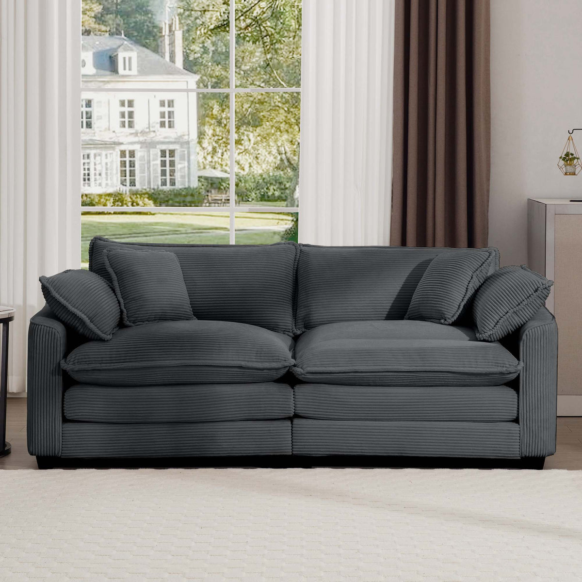 Modern 2 Seater With 4 Pillows, Upholstered Deep Seating Loveseat - view 25