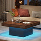 35.4 Inches Farmhouse Square LED Coffee Table – Rustic