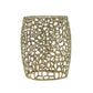 Aluminum Drum End Table with Intricate Design in Gold