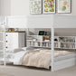 Queen Over Queen Bunk Bed with Storage Cabinets and USB Ports