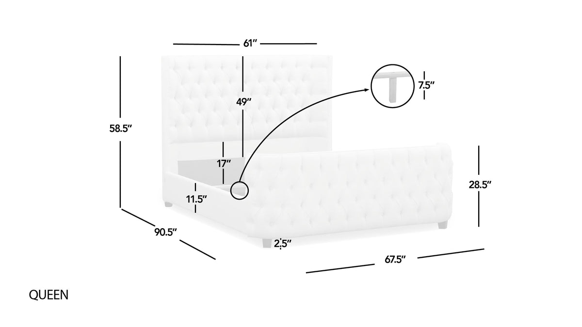Brooklyn Queen Tufted Panel Bed Set, Opal