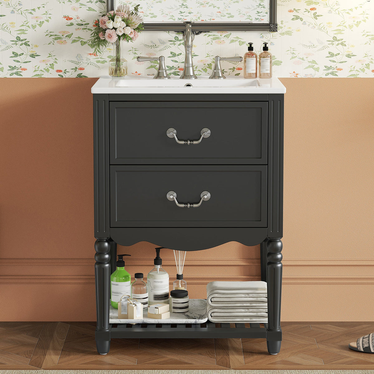 24" Bathroom Vanity with Ceramic Sink