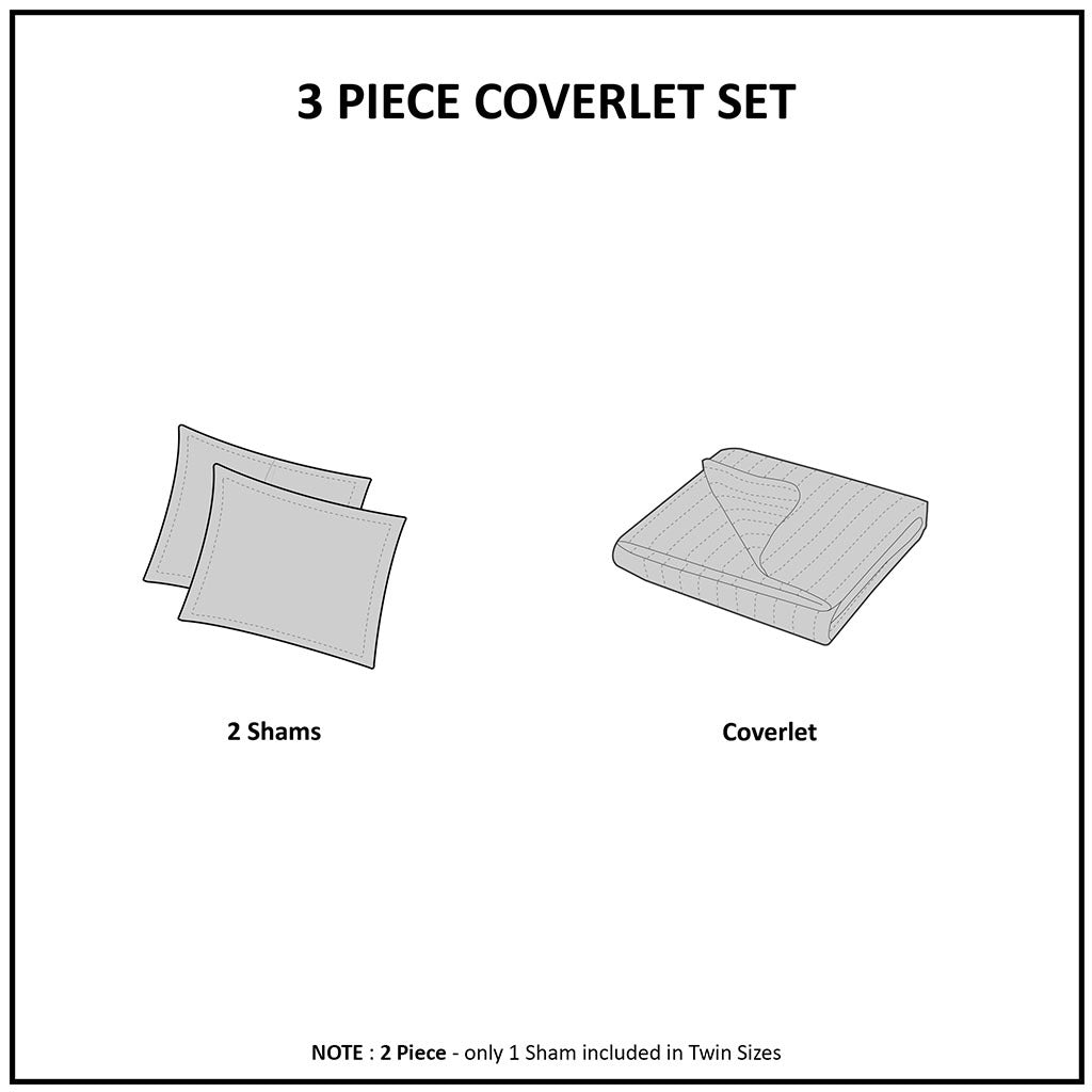 3 Piece Reversible Scalloped Edge Quilt Set - Blush King/Cal King