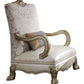 Dresden II - Chair With Pillow - Pearl Synthetic Leather /Fabric & Gold Patina