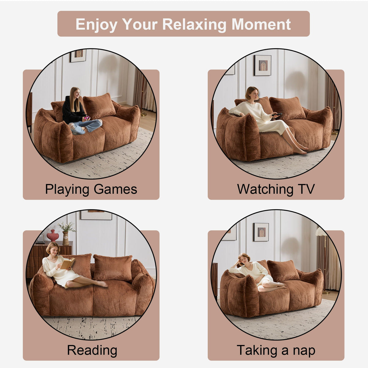 Giant Bean Bag Couch, Ultra Soft Fluffy Loveseat For Living Room - view 37