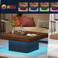 35.4 Inches Farmhouse Square LED Coffee Table – Rustic