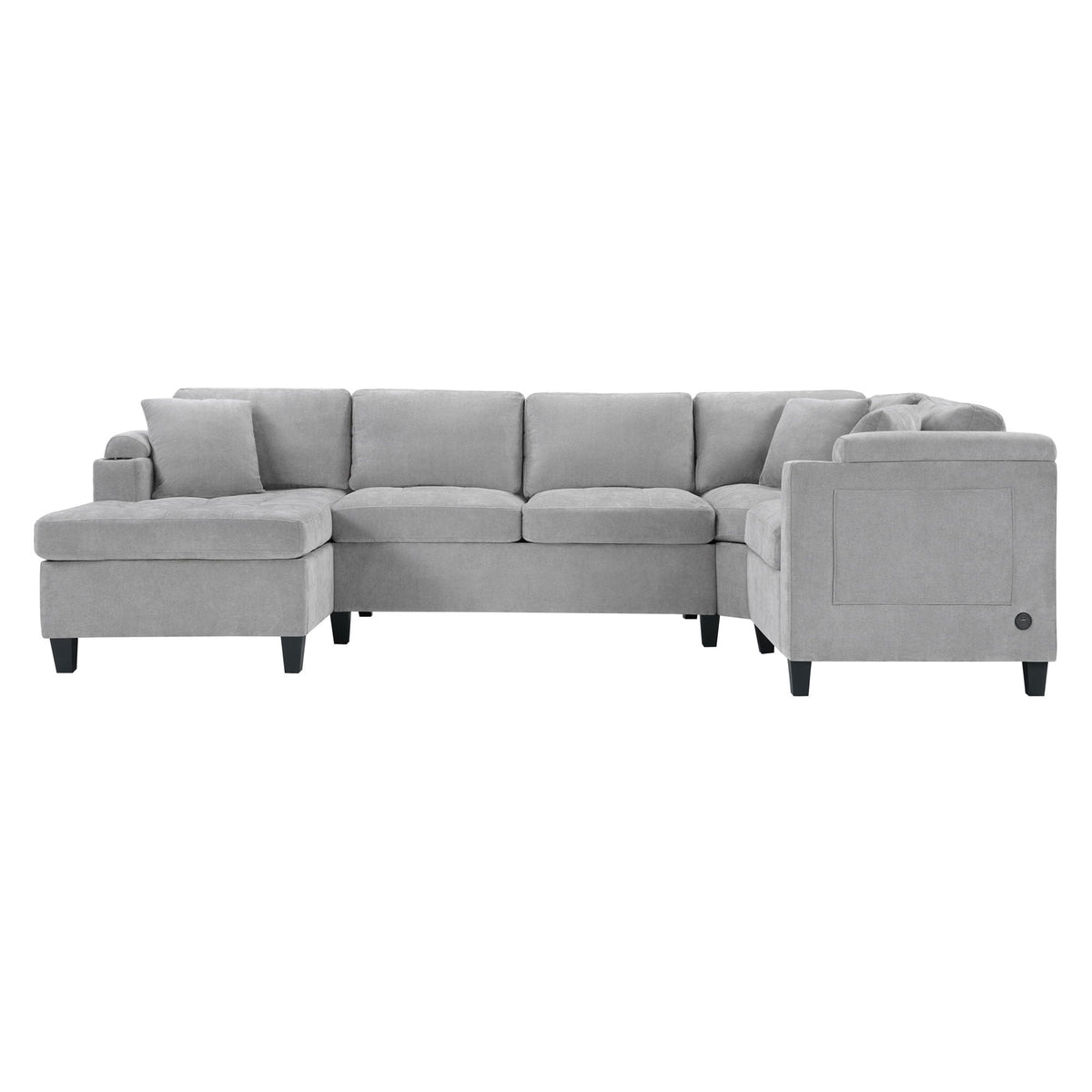 U Shaped Sectional Sofa, Corner Living Room Couch With Built In Cup Holders, Storage, USB Ports - view 20