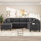 U Shaped Sectional Sofa, Corner Living Room Couch With Built In Cup Holders, Storage, USB Ports - view 21