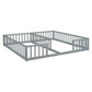 Double Twin Floor Bed with Fence, Guardrails, without Door