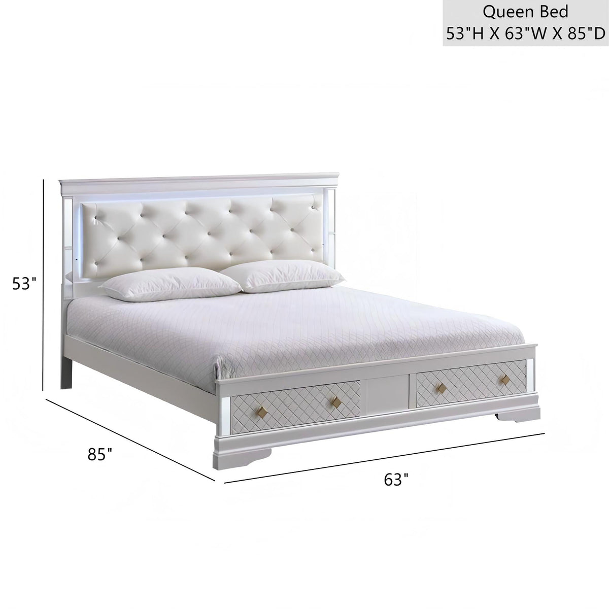 Verona G6735B-QSB Queen Bed (Mattress Not Included), Pearl