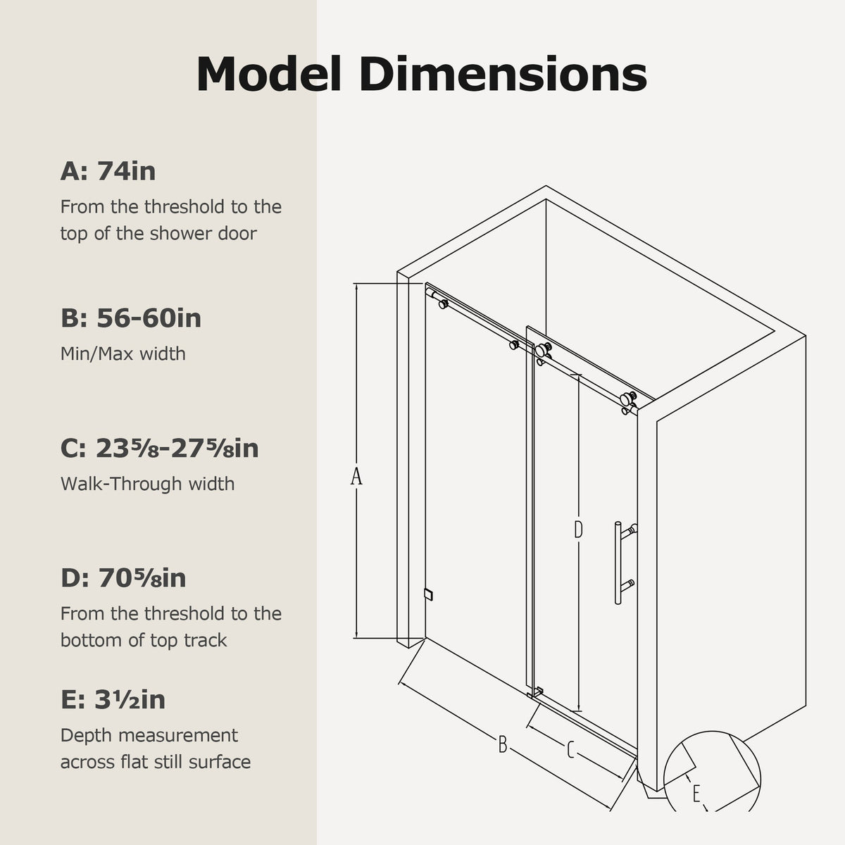 Frameless Single Sliding Soft-Close Shower Doors