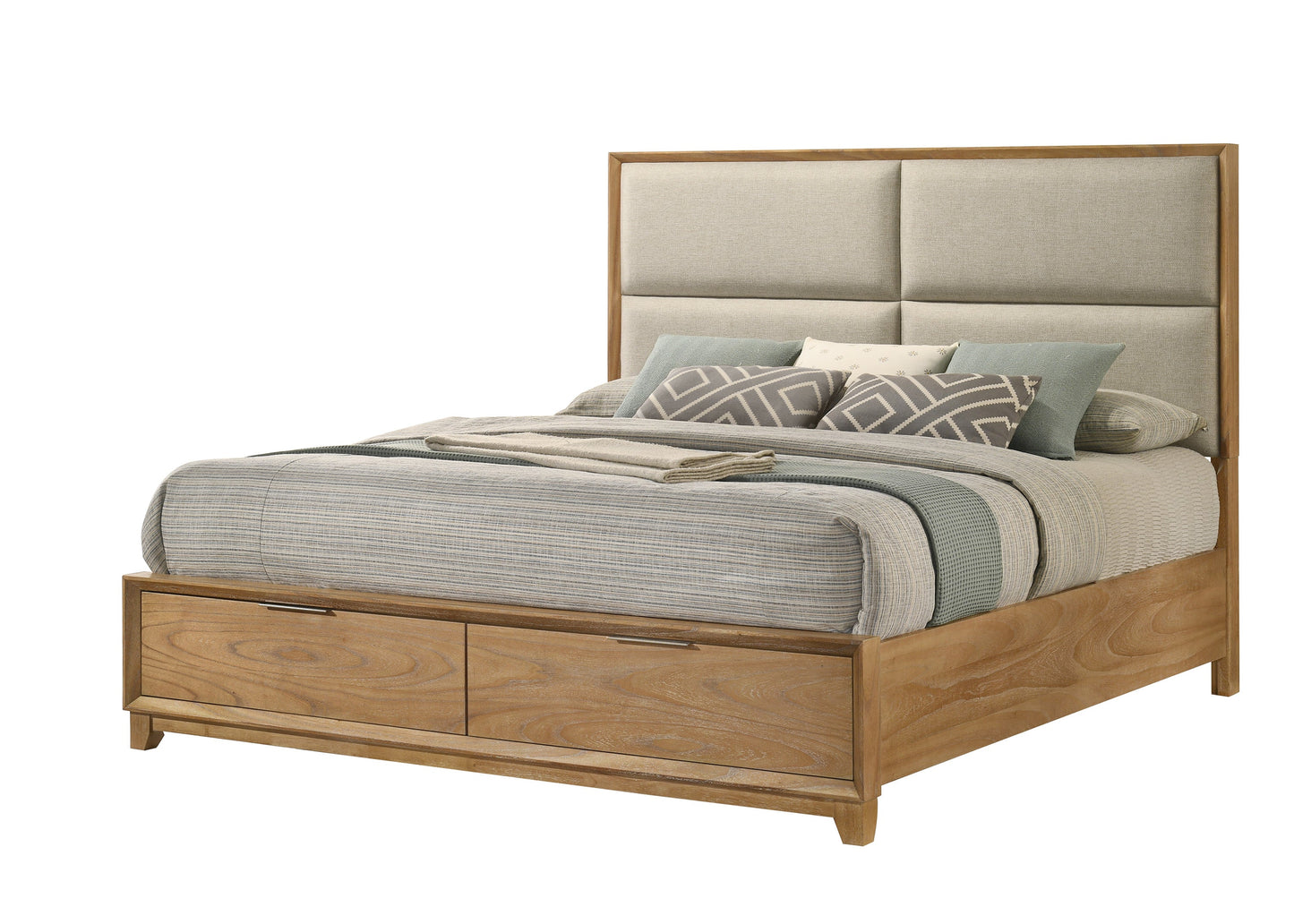 1pc Queen Storage Platform Bed with Upholstered Ultra-plush Headboard