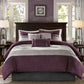 7 PC Pieced Faux Suede Comforter Set Purple King