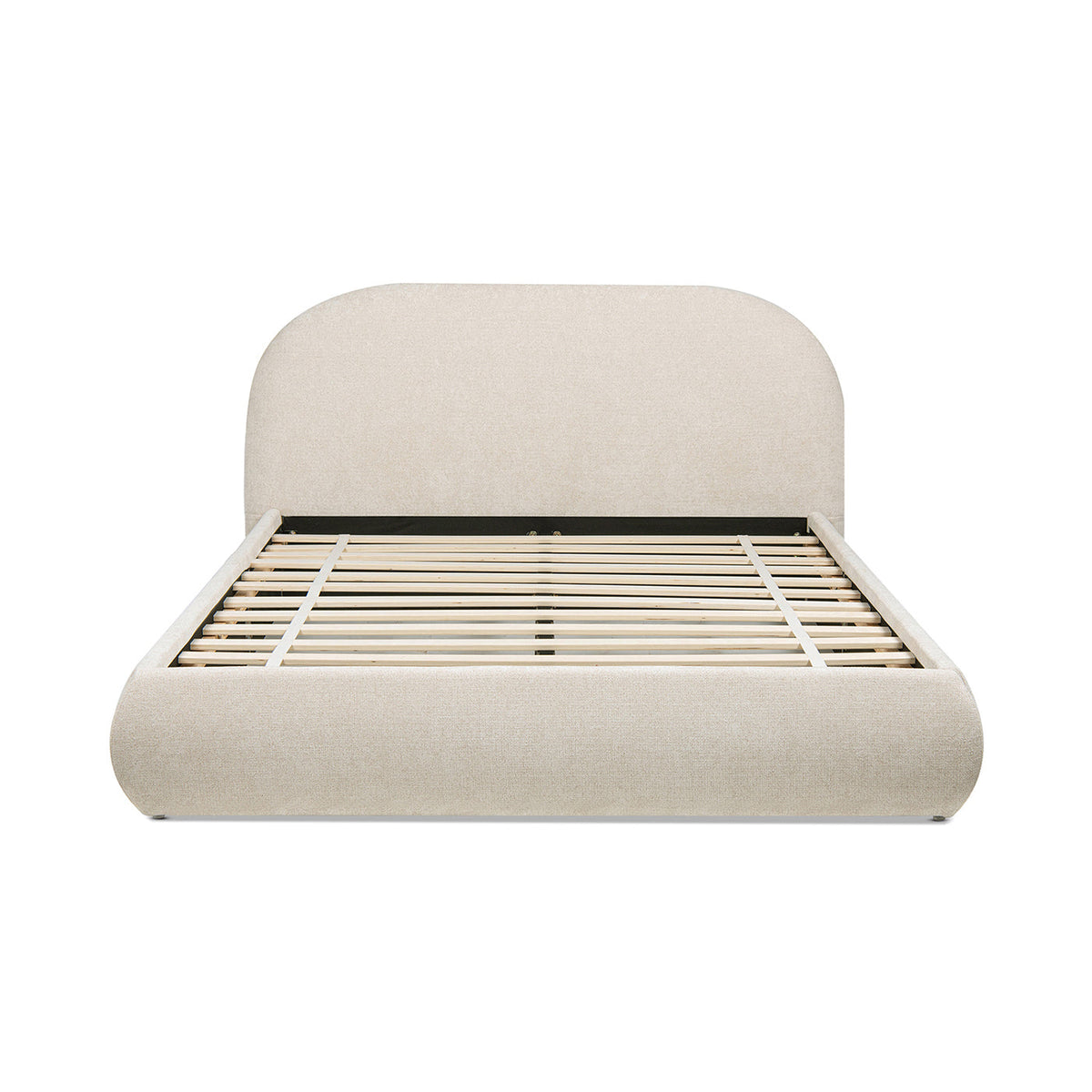 Archie Puffy Grounded Upholstered Platform Bed Queen, Oatmeal Light