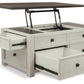 Bolanburg - Lift Top Cocktail Table - White / Brown / Beige