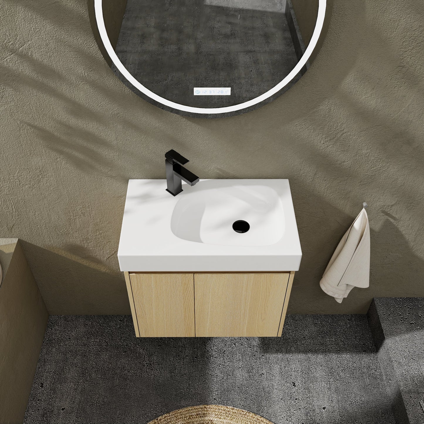 24 Inch Bathroom Vanity with Ceramic Basin