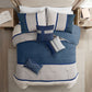 7 Piece Faux Suede Comforter Set Blue King