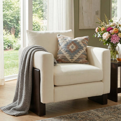 Modern Accent Chair with Rubberwood Legs