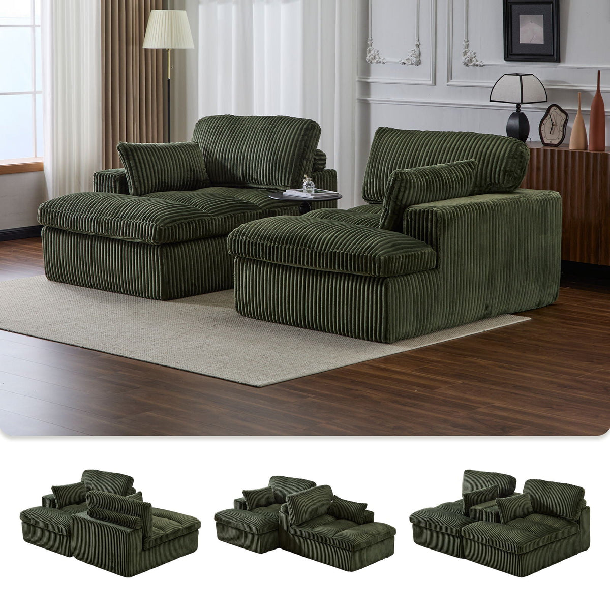 Double Chaise Lounge Chair, Oversized Upholstered Sleeper Cloud Couch - view 27