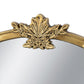 30x31" Round Wall Mirror with Gold Finish and Decorative Leaf Crest