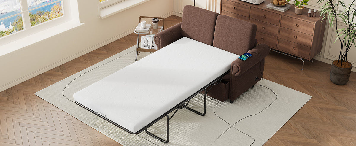 57.9" Orisfur Pull Out Sofa Bed Loveseat