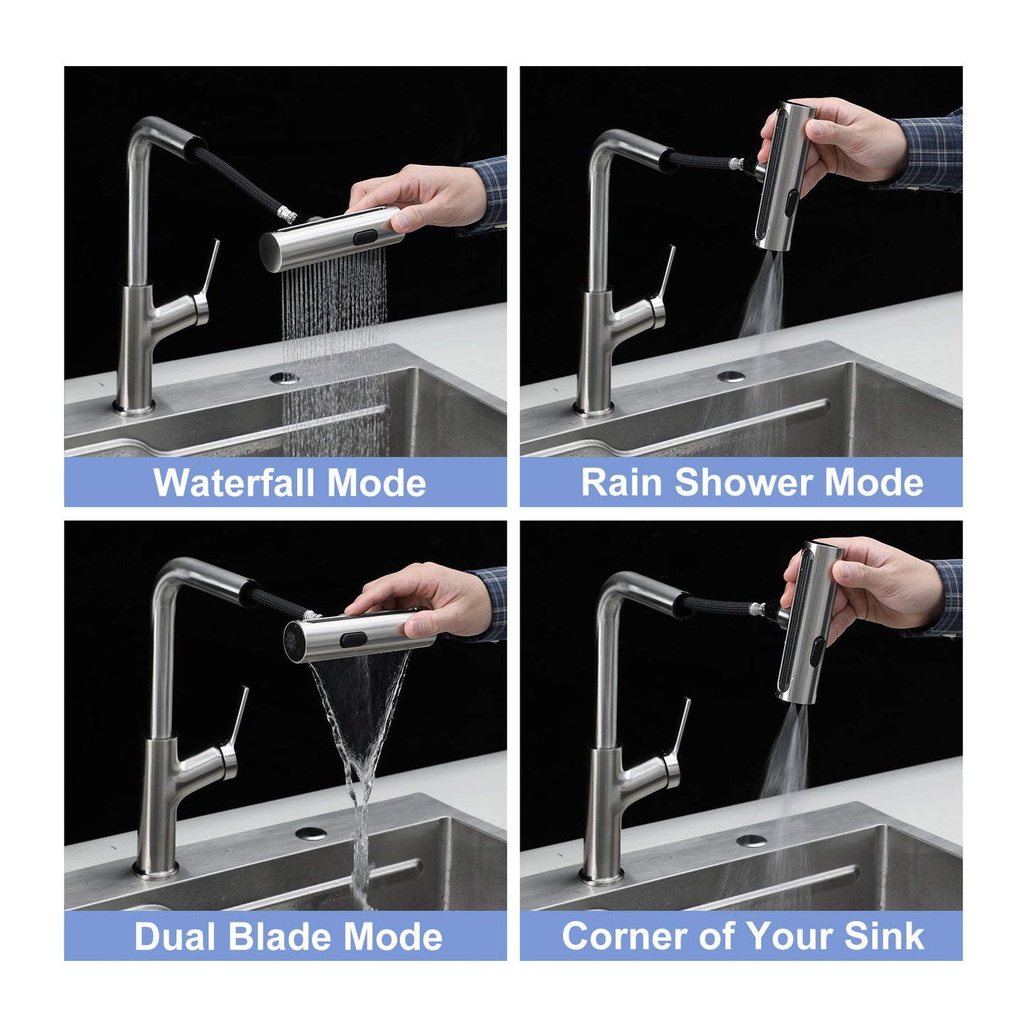 33" Drop-in Kitchen Sink with Pull-out Faucet and Soap Dispenser