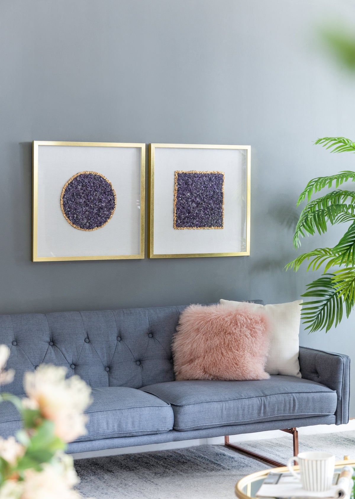 Set of 2 Lillian Purple Crystal Shadow Boxes