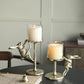 7x4x7.5' Gold Rabbit Pillar Candle Holder with Clear Glass Hurricane Shade