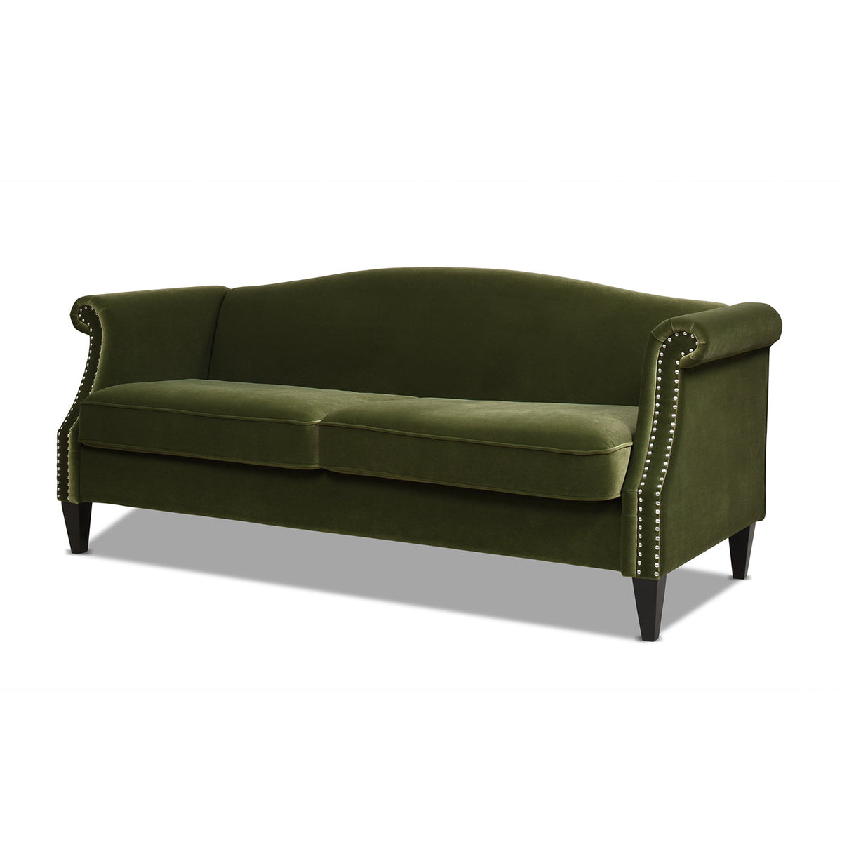 Elaine 77" Camel Back Small Space Sofa, Olive