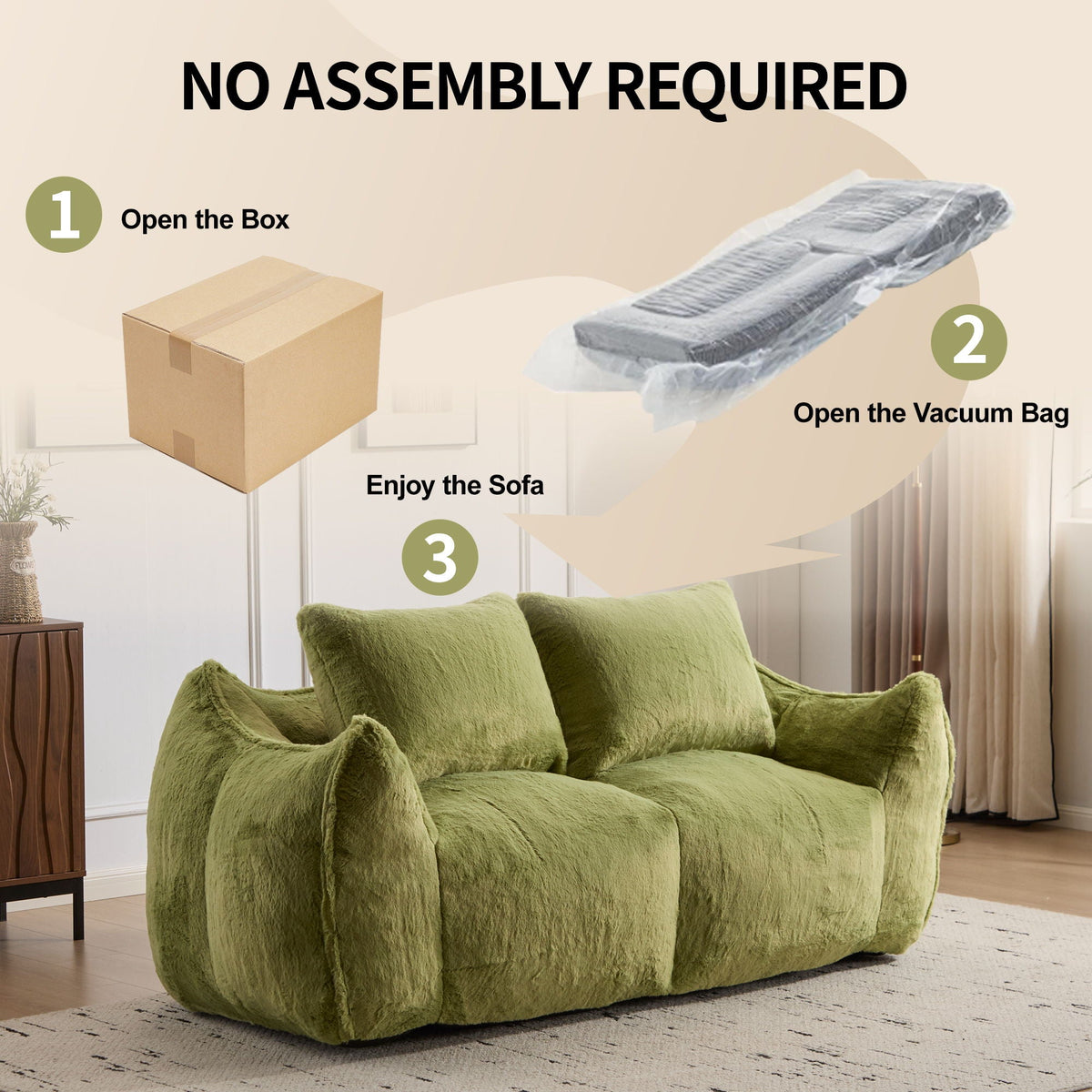 Giant Bean Bag Couch, Ultra Soft Fluffy Loveseat For Living Room - view 38